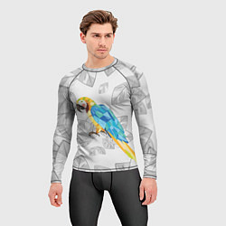 Рашгард мужской Попугай на сером фоне, цвет: 3D-принт — фото 2