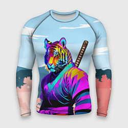 Рашгард мужской Тигр-самурай - Япония, цвет: 3D-принт