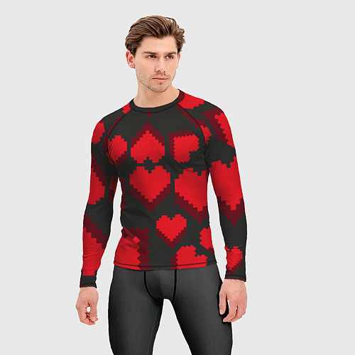 Мужской рашгард Pixel hearts / 3D-принт – фото 3