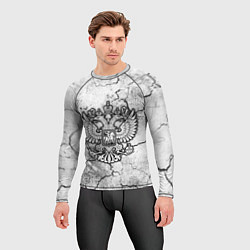 Рашгард мужской Герб РФ - потресканная земля, цвет: 3D-принт — фото 2