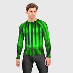 Рашгард мужской Зеленые неоновый световой фон, цвет: 3D-принт — фото 2