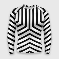 Рашгард мужской Черно-белые полосы в узоре, цвет: 3D-принт