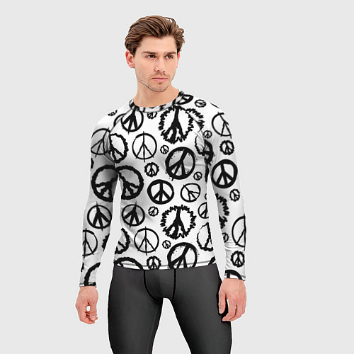 Мужской рашгард Many peace logo / 3D-принт – фото 3