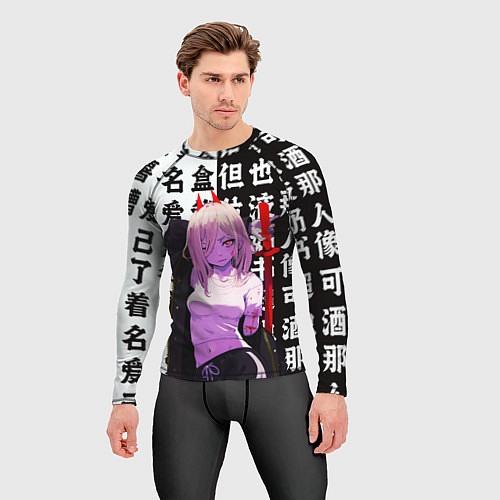 Мужской рашгард Пауэр демон - Человек бензопила / 3D-принт – фото 3