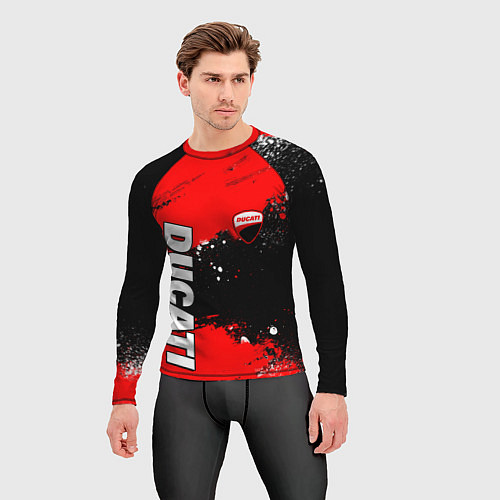 Мужской рашгард Ducati - красная униформа с красками / 3D-принт – фото 3