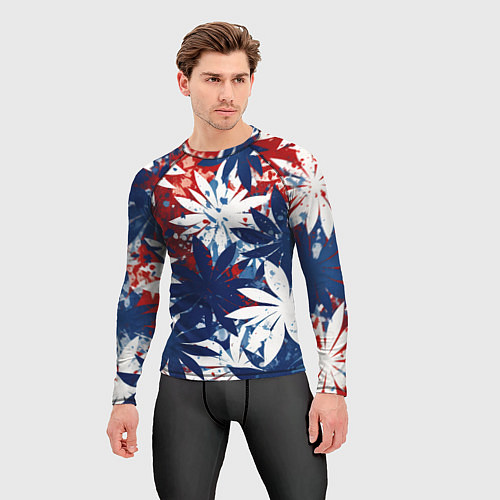 Мужской рашгард Цветы в цветах флага РФ / 3D-принт – фото 3