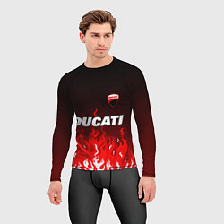 Рашгард мужской Ducati- красное пламя, цвет: 3D-принт — фото 2