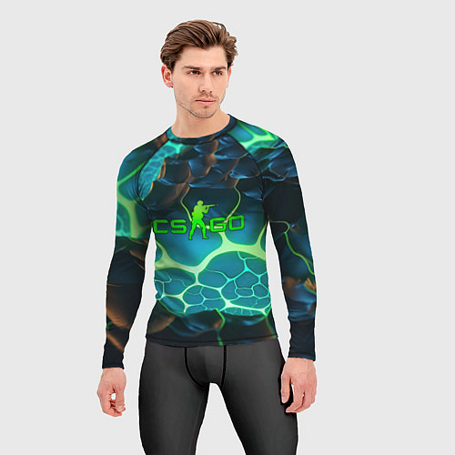 Мужской рашгард CSGO разлом неоновых плит / 3D-принт – фото 3