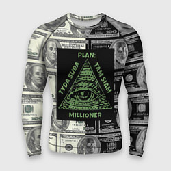 Рашгард мужской План миллионера на фоне доллара, цвет: 3D-принт
