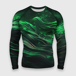 Рашгард мужской Зеленые абстрактные волны, цвет: 3D-принт