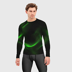 Рашгард мужской Зеленая абстракция на черном фоне, цвет: 3D-принт — фото 2