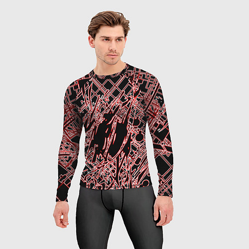 Мужской рашгард Кибернетическая клякса красная / 3D-принт – фото 3