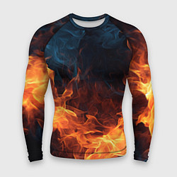 Рашгард мужской Fire black background, цвет: 3D-принт