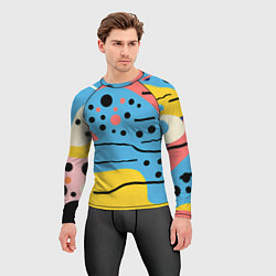 Рашгард мужской Абстракция с черными пятнами на разноцветном фоне, цвет: 3D-принт — фото 2