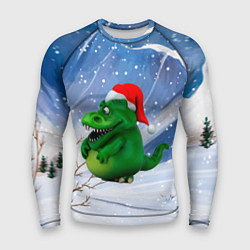 Рашгард мужской Толстый дракон на снежном фоне, цвет: 3D-принт