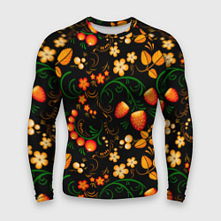 Мужской рашгард Хохлома - цветы и ягоды