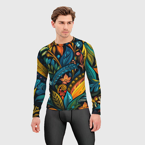 Мужской рашгард Растительный узор в бразильском стиле / 3D-принт – фото 3