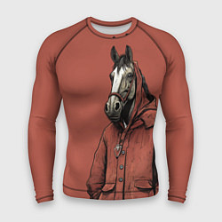Рашгард мужской Конь в красном пальто, цвет: 3D-принт