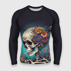 Рашгард мужской Скелет с яркими цветами, цвет: 3D-принт