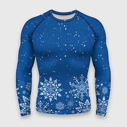 Рашгард мужской Текстура снежинок на синем фоне, цвет: 3D-принт
