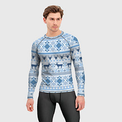 Рашгард мужской Blue sweater with reindeer, цвет: 3D-принт — фото 2