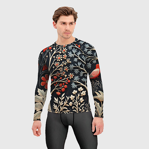 Мужской рашгард Новогодние узоры и деревья / 3D-принт – фото 3