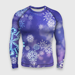 Рашгард мужской Крупные снежинки на фиолетовом, цвет: 3D-принт
