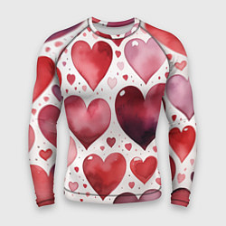 Рашгард мужской Паттерн акварельные сердечки, цвет: 3D-принт