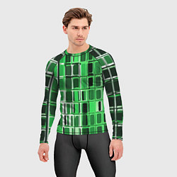 Рашгард мужской Зелёные прямоугольники, цвет: 3D-принт — фото 2