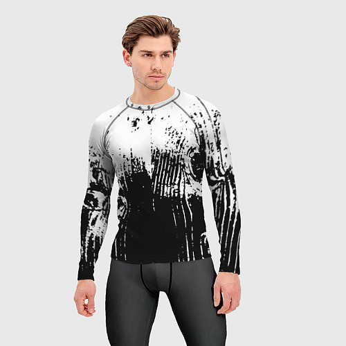 Мужской рашгард Черно-белая абстракция гранж / 3D-принт – фото 3