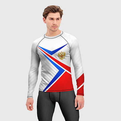 Мужской рашгард Герб РФ - классические цвета флага / 3D-принт – фото 3