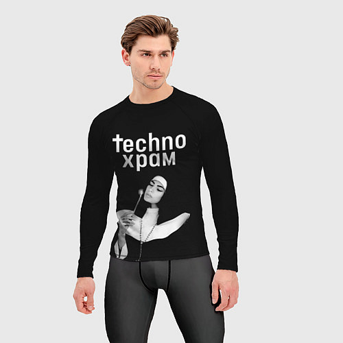 Мужской рашгард Techno храм монашка со свечкой / 3D-принт – фото 3