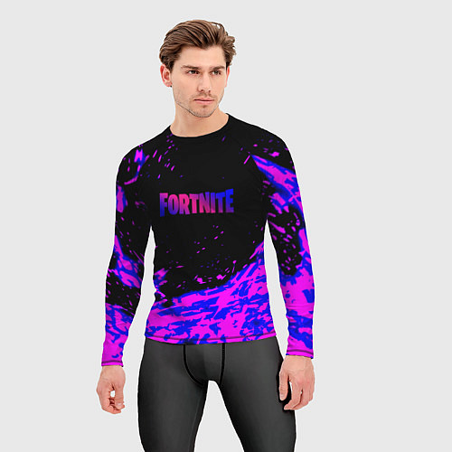 Мужской рашгард Fortnite neon logo steel / 3D-принт – фото 3