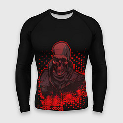 Рашгард мужской Красный скелет на чёрном фоне, цвет: 3D-принт