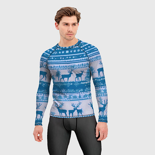 Мужской рашгард Синие олени / 3D-принт – фото 3