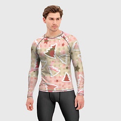 Рашгард мужской Розовые узоры ёлки, цвет: 3D-принт — фото 2