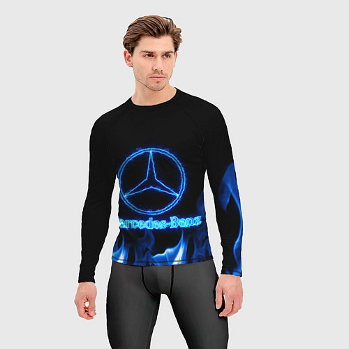 Мужской рашгард Mercedes-benz blue neon / 3D-принт – фото 3