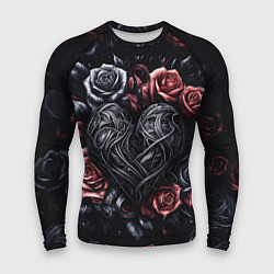 Рашгард мужской Витиеватое сердце с розами, цвет: 3D-принт