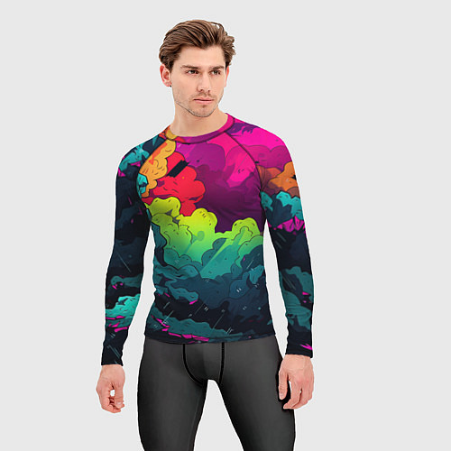 Мужской рашгард Кислотная яркая абстракция / 3D-принт – фото 3