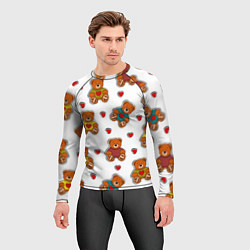 Рашгард мужской Наклейки мишки игрушечные и сердца, цвет: 3D-принт — фото 2