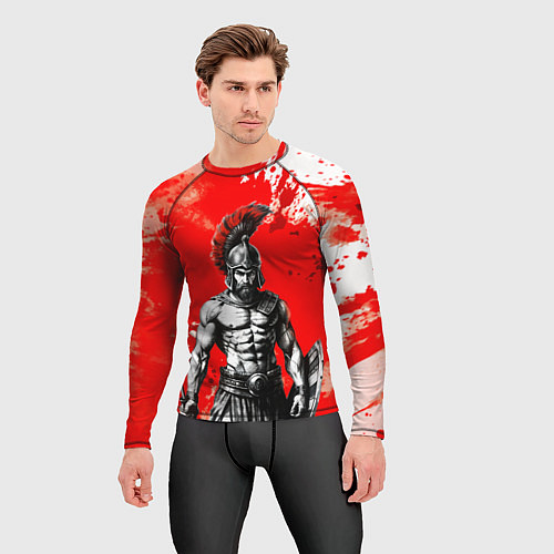 Мужской рашгард Спартак победитель крупно - красные брызги крови / 3D-принт – фото 3