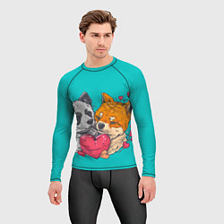 Рашгард мужской Влюбленная собачка и лисичка, цвет: 3D-принт — фото 2