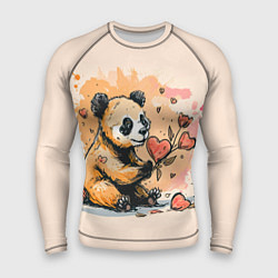 Рашгард мужской Милая панда с сердечком и цветами, цвет: 3D-принт