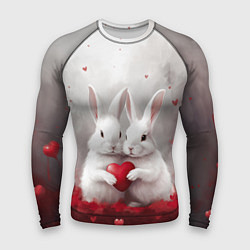 Рашгард мужской Белые кролики с сердцем, цвет: 3D-принт