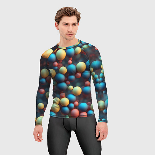 Мужской рашгард Разноцветные шарики молекул / 3D-принт – фото 3