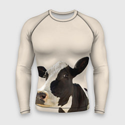 Рашгард мужской Корова на бежевом фоне, цвет: 3D-принт