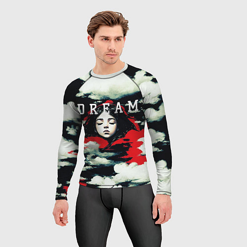 Мужской рашгард Девушка мечтающая в облаках / 3D-принт – фото 3