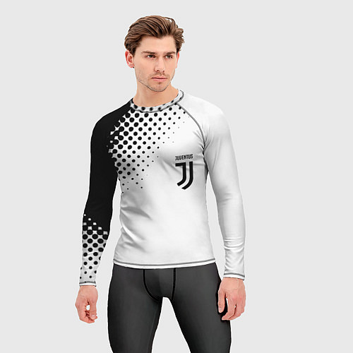 Мужской рашгард Juventus sport black geometry / 3D-принт – фото 3