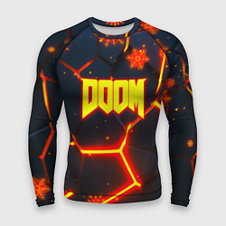 Рашгард мужской Doom плиты лого в огне, цвет: 3D-принт