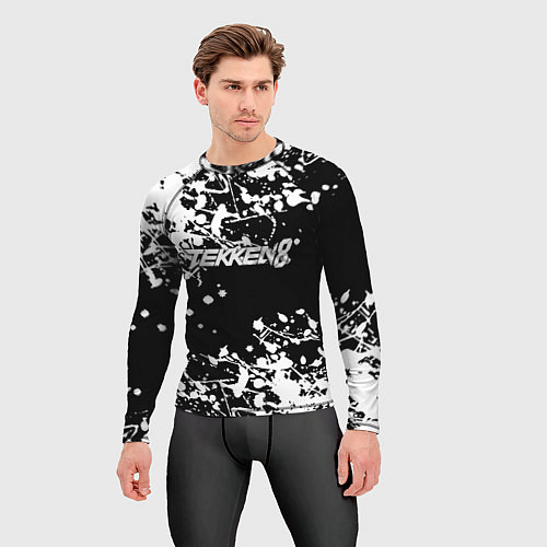 Мужской рашгард Tekken 8 брызги белых красок / 3D-принт – фото 3